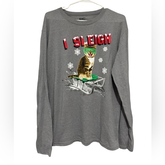 Gray Long Sleeve Cat Graphic Shirt - Picture 2 of 4